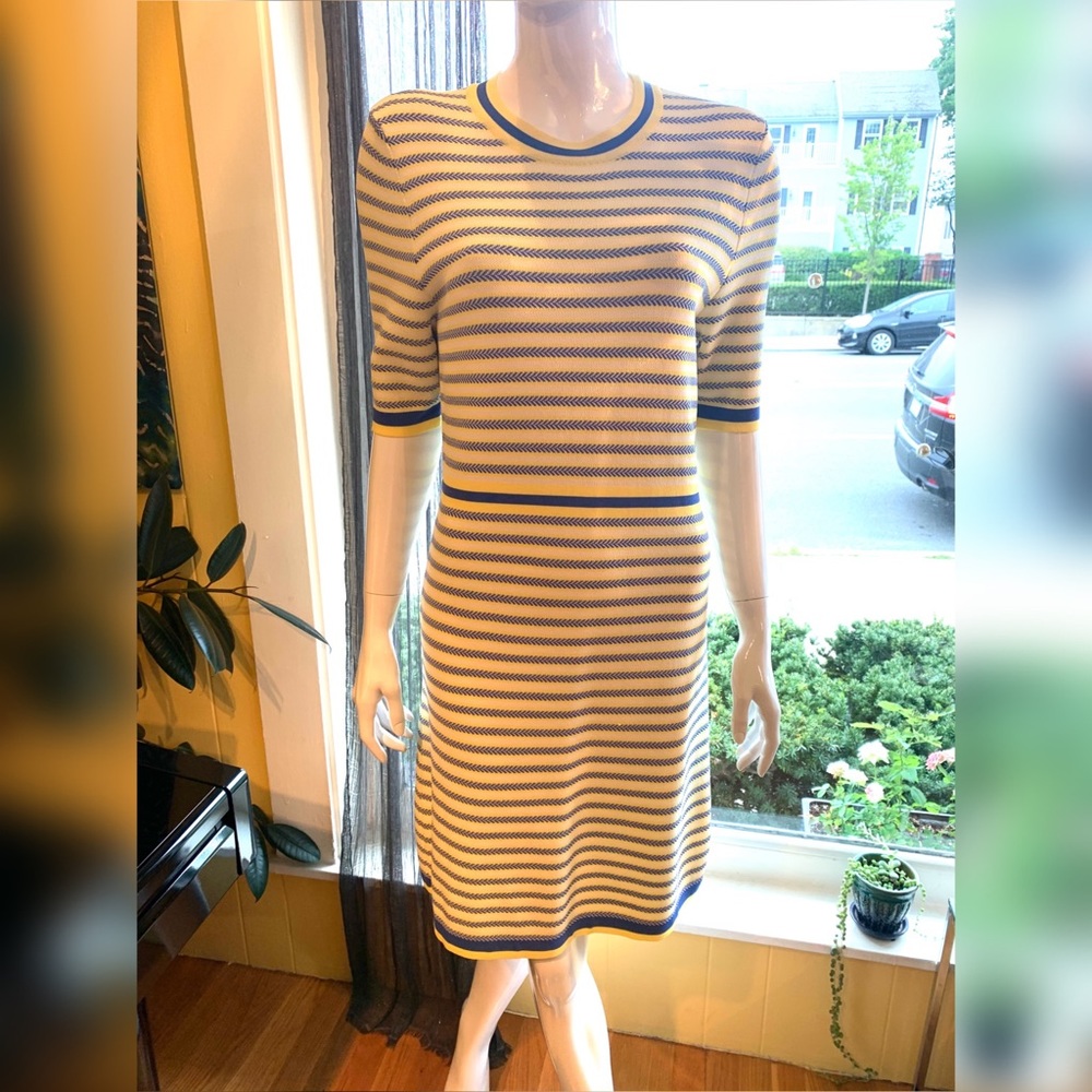 Yellow and Navy Striped Dress